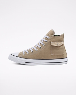 Converse Side Pocket Chuck Taylor All Star Férfi Magasszárú Fekete/Fehér/Khaki | IWUKEVA-HU